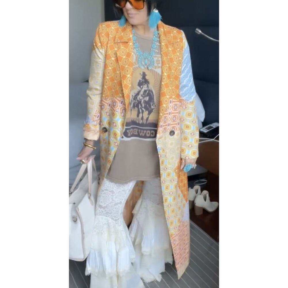 NWT Never Fully Dressed Orange Patchwork Long Tre… - image 1